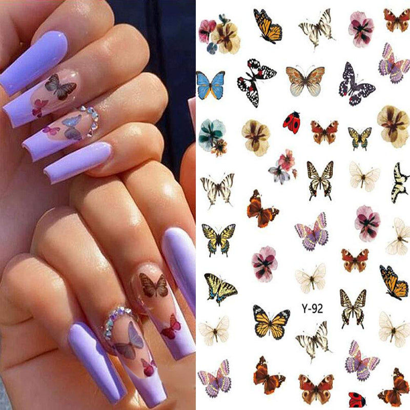 Butterfly Nail Art Decal Flower Nail Art Decor Sticker Water Transfer DIY Nail Art Sticker Manicure Tools New Design Decoration - BeesActive Australia