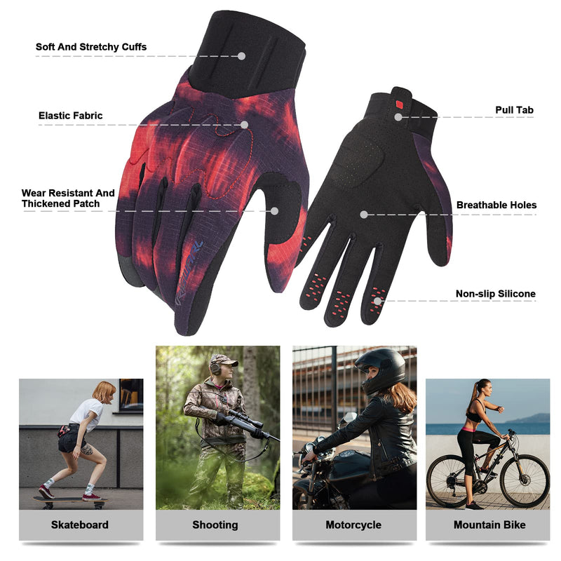RIGWARL Motorcycle Gloves for Men with Advanced Protection Materials, Hard Knuckles Driving Gloves Full Finger Touchscreen, Women Riding Gloves Motorcycle Summer Breathable Mesh Red Large - BeesActive Australia