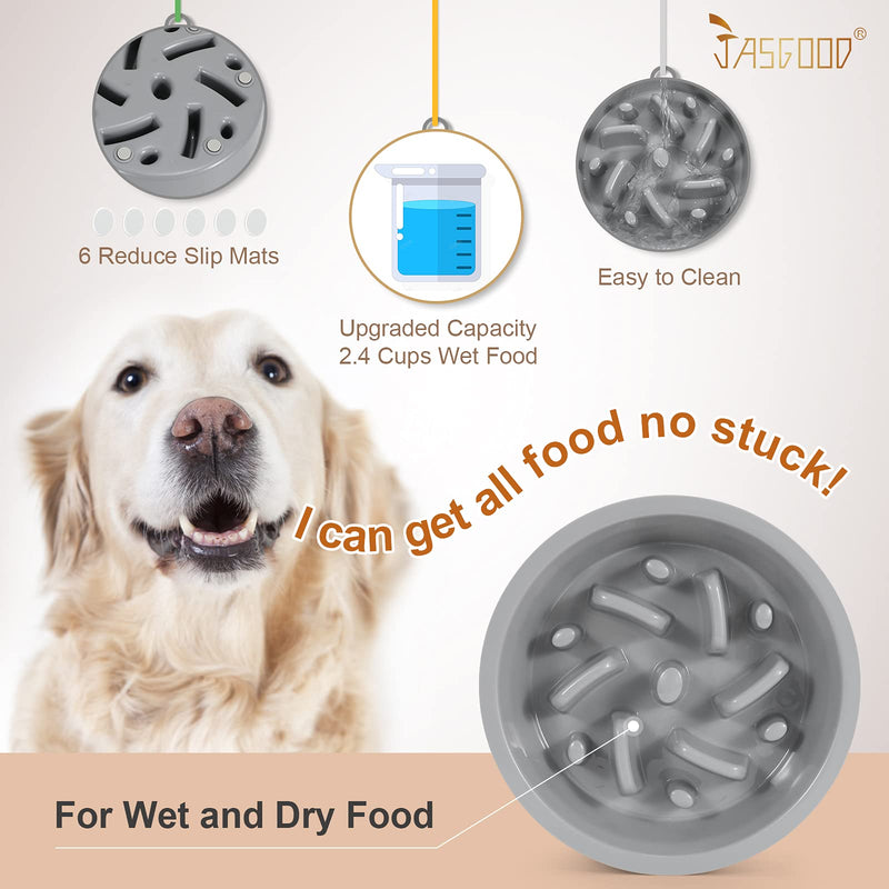 Dog Feeder Slow Eating Bowl for Raised Pet Feeders JASGOOD Maze Food Water Insert Bowl Compatible with Elevated Diners 2 Cups-Fit Opening 7.5"-8"Feeder A-Light Grey - BeesActive Australia