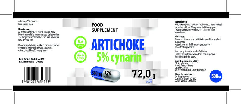 Hepatica Artichoke Extract 500mg 120 Vegan Capsules, 5% Cynarin, 3rd Party lab Tested, High Strength Supplement, Gluten and GMO Free - BeesActive Australia