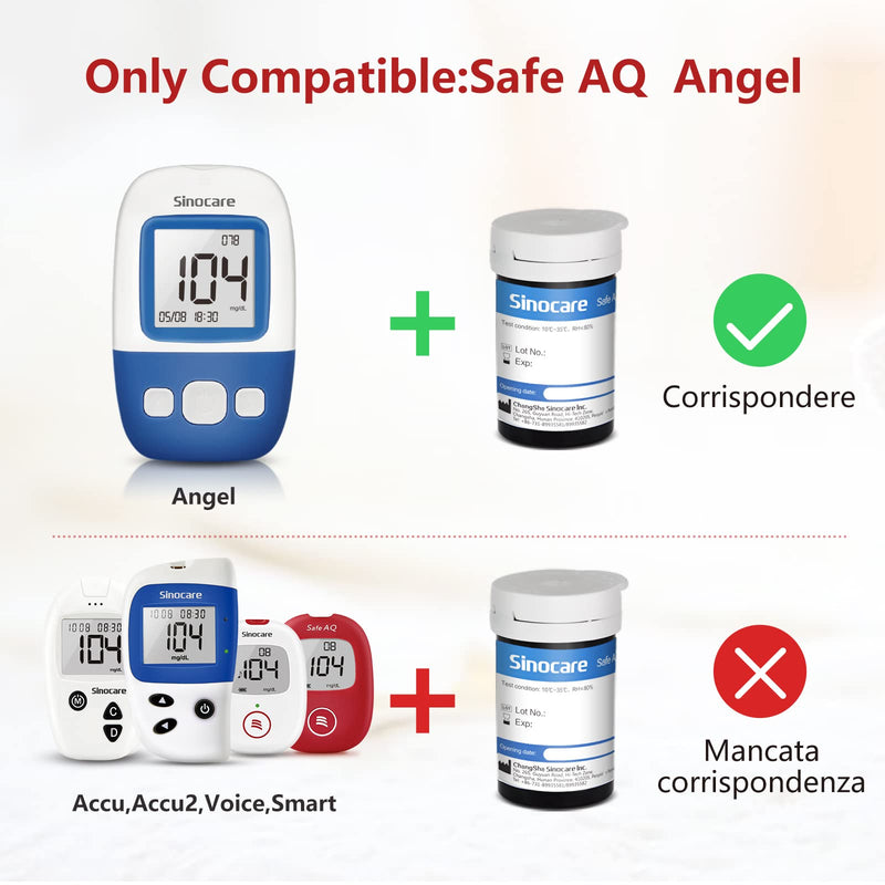 Sinocare Blood Glucose Test Strips (Safe AQ Angel), 50pcs Blood Glucose Test Strips for Safe AQ Angel Blood Sugar Monitor, 50pcs No Coding Test Strips & 50 Lans. (Safe AQ Angel Strips- 50) Safe Aq Angel Strips- 50 - BeesActive Australia