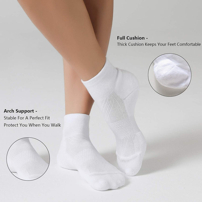 CelerSport 6 Pack Men's Ankle Socks with Cushion, Sport Athletic Running Socks White 9-12 - BeesActive Australia