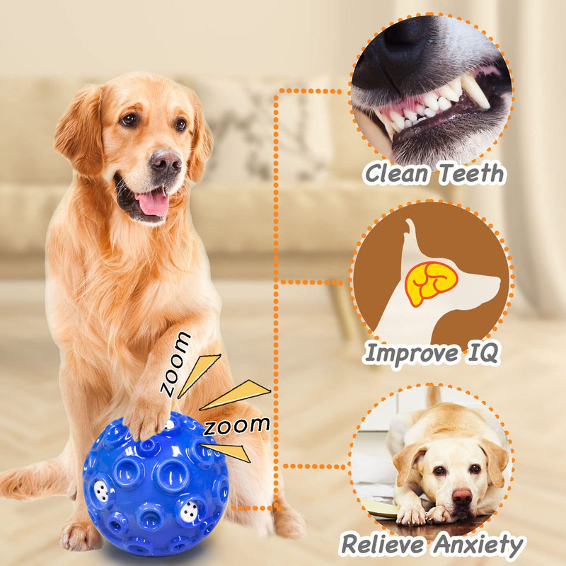 Dog Durables Queaky Toys with Rolling, Safe & Non-Toxic Dog Chewable Ball for All Dog Breed, Fun Giggle Sounds When Rolled or Shaken, Suitable for Indoor and Outdoor Blue - BeesActive Australia