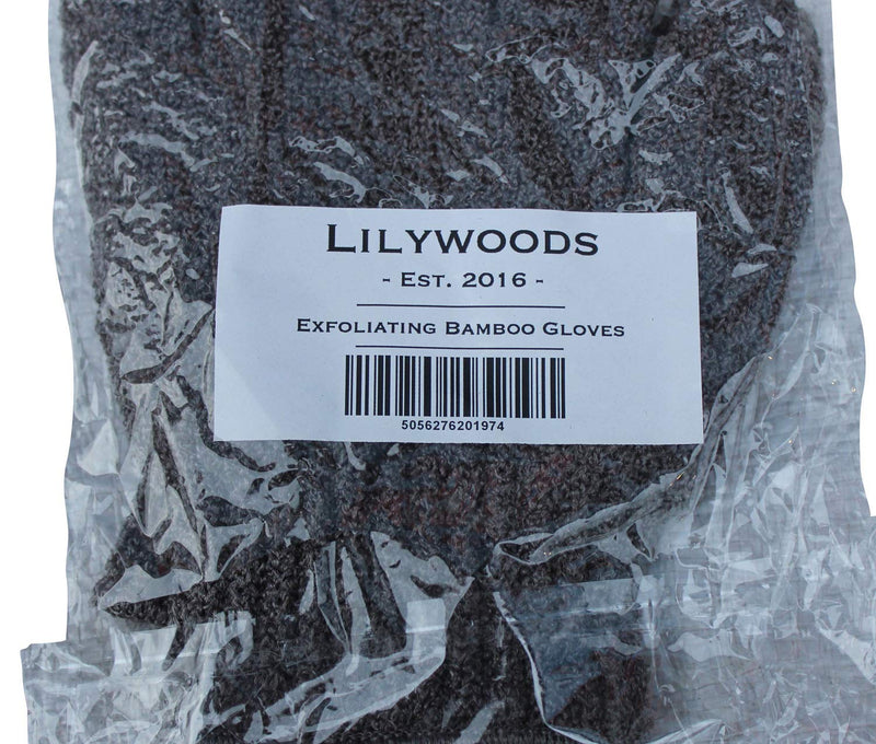 Lilywoods Exfoliating Carbonized Bamboo Bath Gloves — Moisturising Shower Skin Scrub Mitt — Grey, One Size - BeesActive Australia