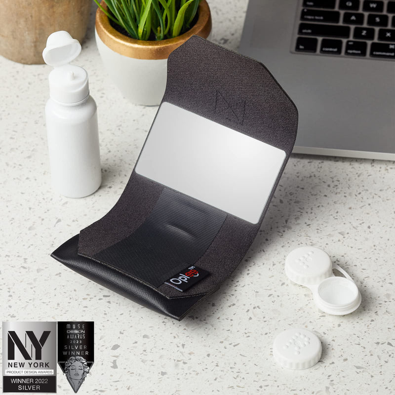 Oplee� Travel Contact Lens Case, Portable Design with Built-in Mirror (Travel Case Only) Black - BeesActive Australia