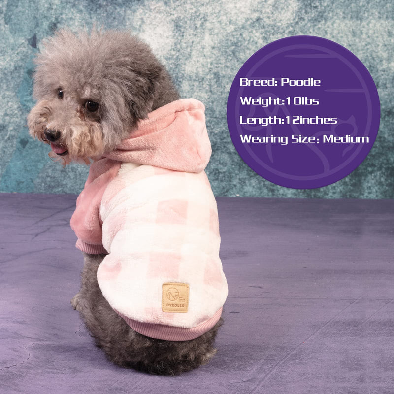 cyeollo Dog Coat Buffalo Plaid Dog Winter Coat Flannel Dog Sweatshirt Cold Weather Coats New Year Dog Clothes for Small Medium Dogs With Hat (Pink） - BeesActive Australia