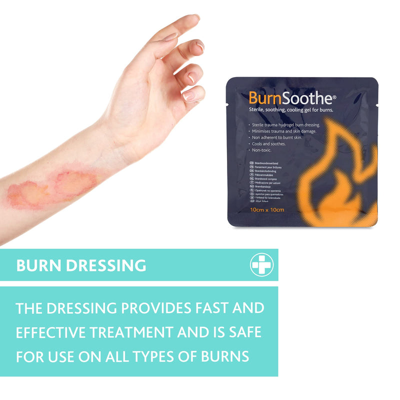 BurnSoothe REL394 Sterile Soothing and Cooling Gel for Burns, 10cm x 10cm - Pack of 10 - BeesActive Australia