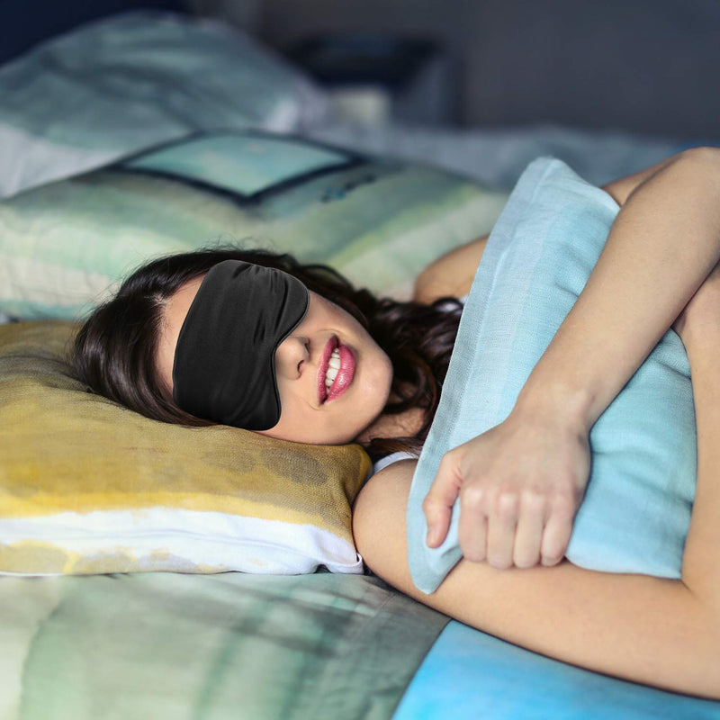 Hochoek Silk-Sleep-Mask Eye-Mask Eye-Cover Eyeshade - 100% Silk Soft Adjustable Strip Eye Cover(Black+Dark Blue+Purple) - BeesActive Australia