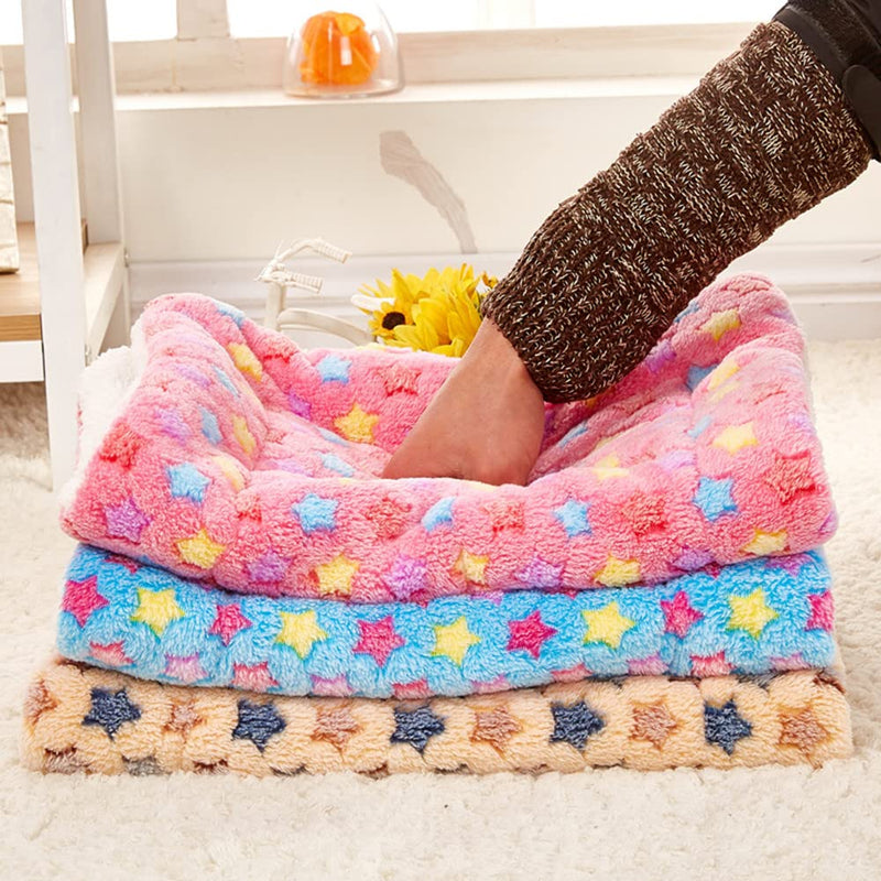 3Pcs Small Animal Bed Mat, Warm Bed Mat,Soft Plush Pad Mat,Small Animal Winter Sleep Bedding Mat for Rabbits,Hedgehogs,Cats,Ferrets Star 13''x18'' - BeesActive Australia