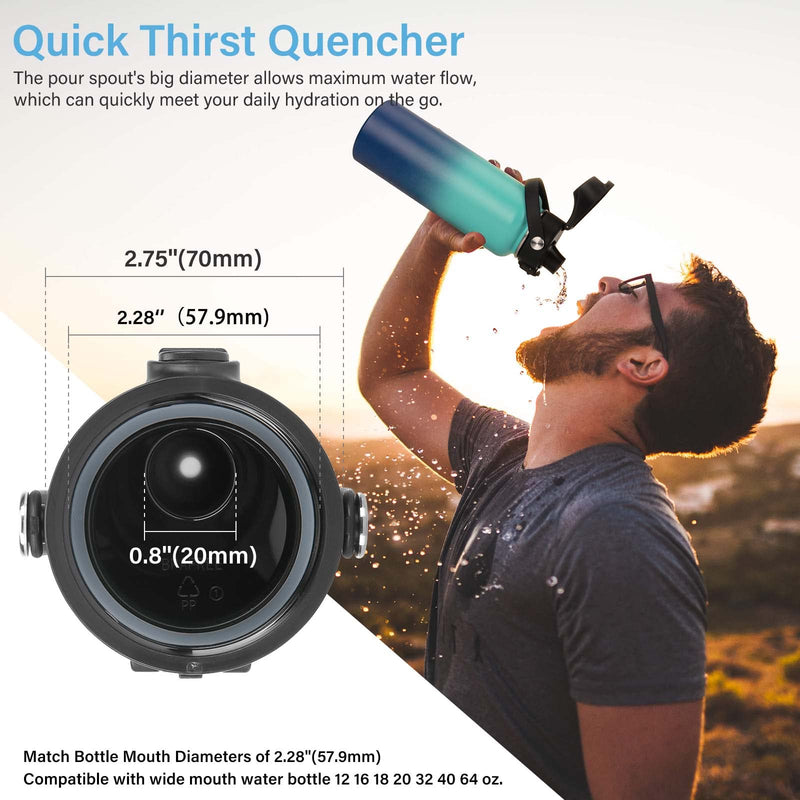 Auto Flip Lid for Hydro Flask Wide Mouth 12, 16, 18, 20, 32, 40, 64oz, Great Spout Lid for Simple Modern, Takeya, Iron Flask and Other Brands, Replacement Lid with Button Lock - BeesActive Australia