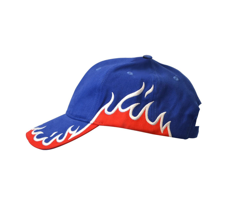 Tirrinia Cotton Racing Cap with Embroidered Fire Flames Flame Royal - BeesActive Australia