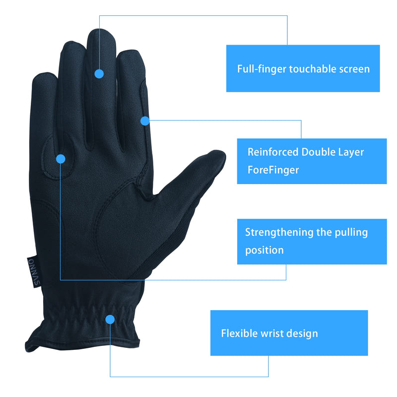 ONNAS Whole-Palm Touchscreen Equestrian Riding Gloves, Breathable PU Leather Horse Riding Gloves for Women, Horseback Riding Gloves for Men Women Girls Young, Black Large Black-1 - BeesActive Australia
