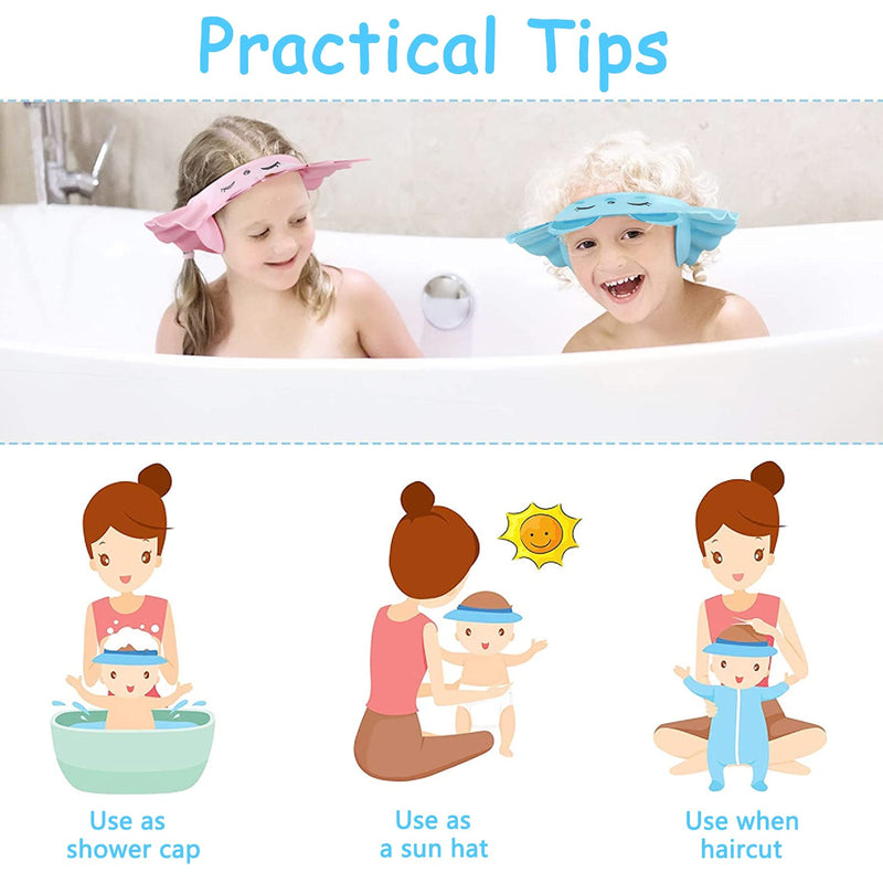 3Pcs Baby Bath Shower Cap, Baby Kids Adjustable Shampoo Bath Bathing Shower Cap Hat Wash Hair Shield for Toddler, Baby,Children - BeesActive Australia