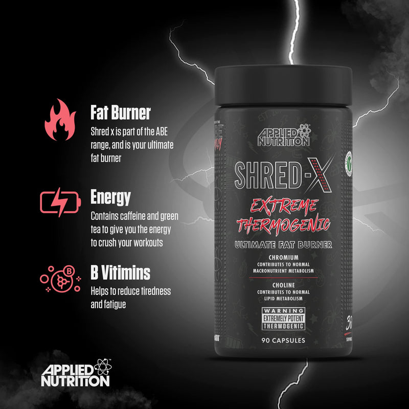 Applied Nutrition Shred X Fat Burner - ABE All Blak Everything Fat Burner, Thermo Weight Management (90 Capsules - 30 Servings) - BeesActive Australia