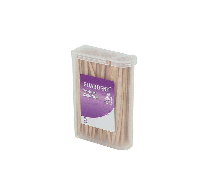 Guardent Dental Extra-Thin Toothpicks and Biodegradable Woodsticks Plaque Remover Fresh Effect - Mint & Fluoride Flavor - 2 Packs of 120 Picks (240 Picks) 2 Packs of 120 Picks (240 Picks) - BeesActive Australia