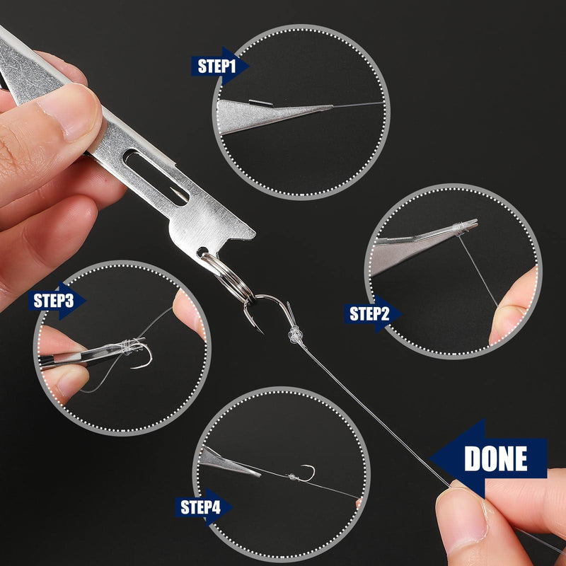 Deekin 3 Pcs Fishing Line Knot Tyer Quick Tie Fishing Knot Tying Tool Fly Fishing Nail Knot Tool Fly Fishing Angler Accessories Fly Tying Equipment for Hooks Lures Lines Men, Silver - BeesActive Australia