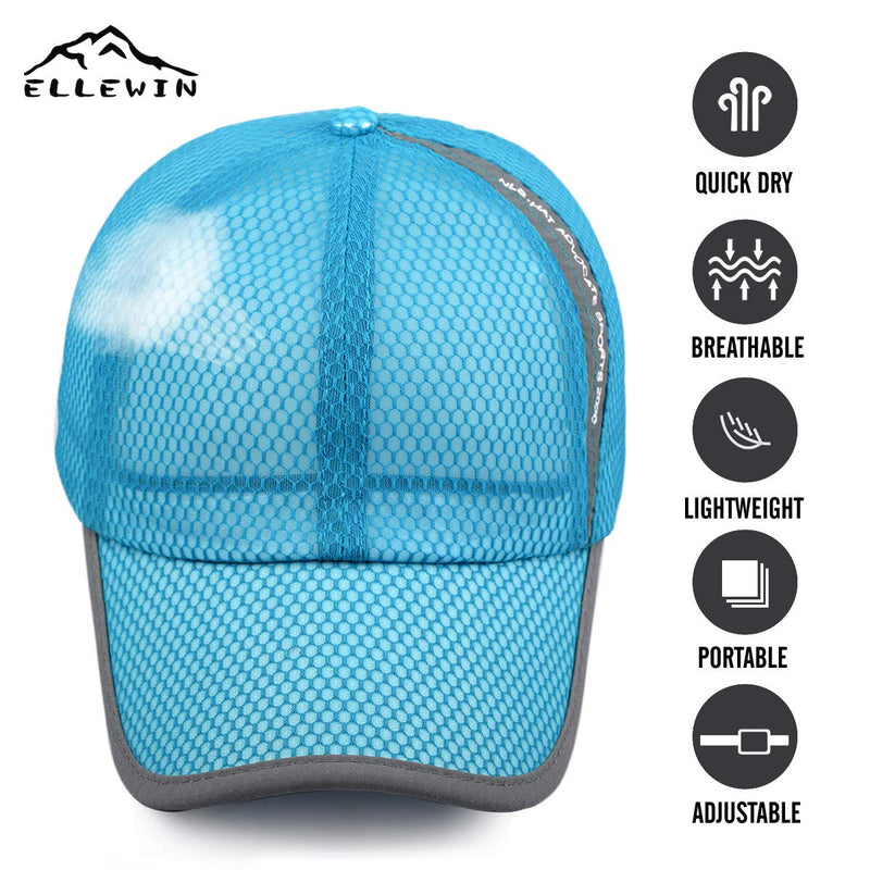 ELLEWIN Unisex Breathable Full Mesh Baseball Cap Quick Dry Running hat Lightweight Cooling Water Sports Hat Lake Blue-m/L - BeesActive Australia