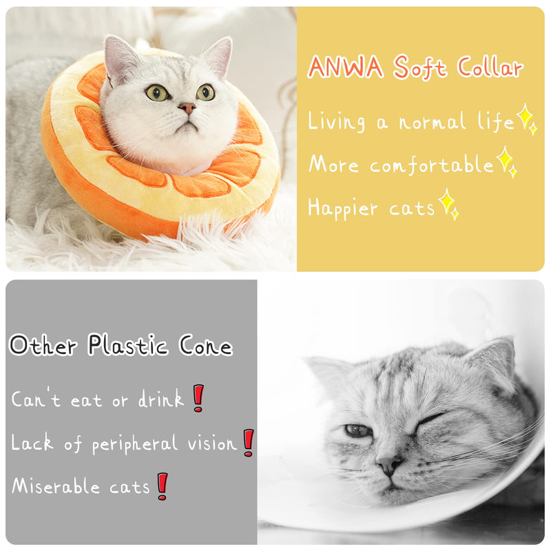 ANWA Adjustable Cat Cone Collar Soft, Cute Cat Recovery Collar, Cat Cones After Surgery for Kittens Medium (7-18 lbs) Orange - BeesActive Australia