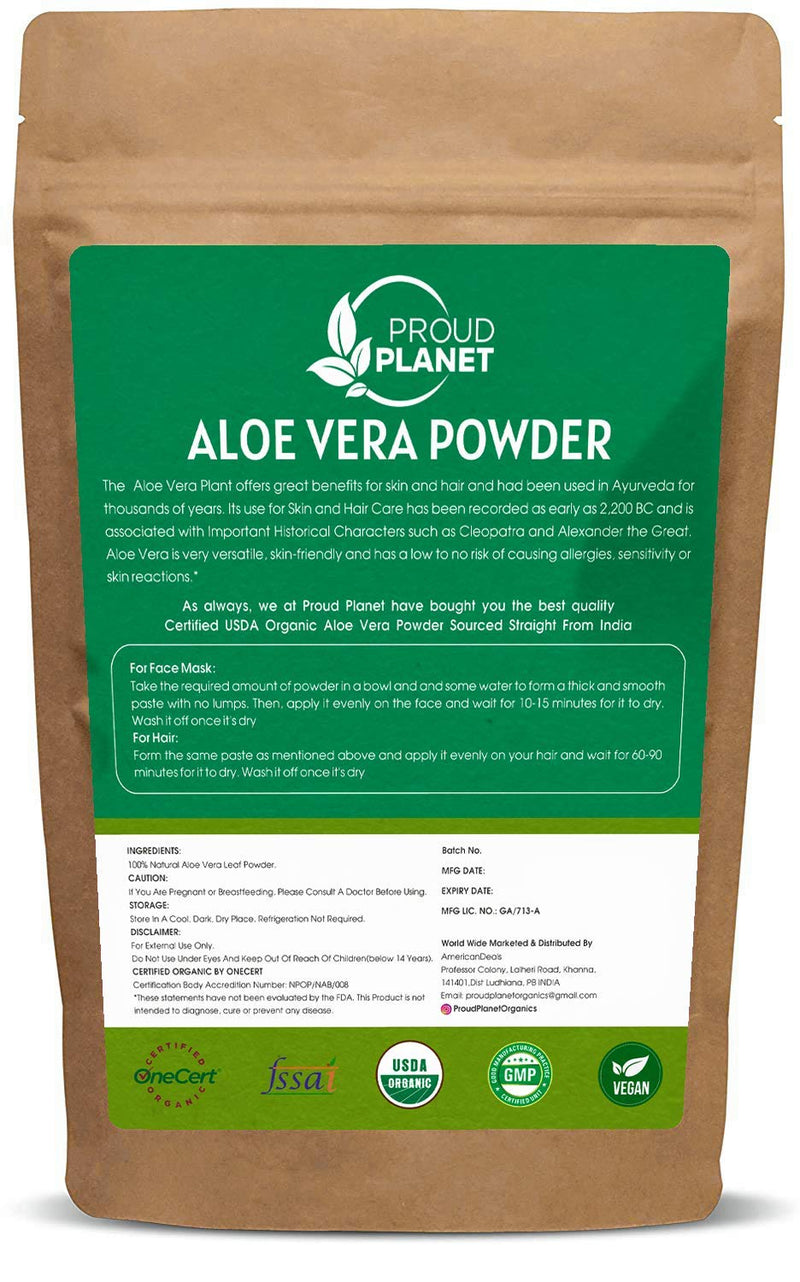 Organic Aloe Vera Powder for Hair & Face | Aloe Barbadensis | AloeVera Extract USDA Certified by Proud Planet (8 Ounce) 8 Ounce (Pack of 1) - BeesActive Australia