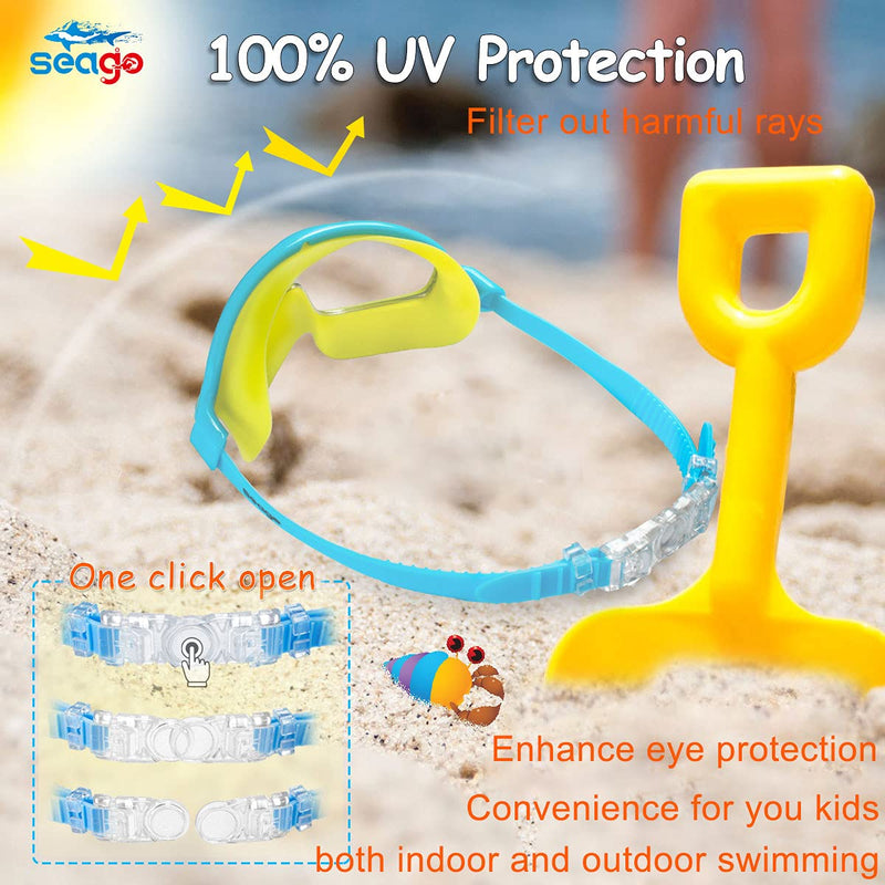 Swim Goggles 2 Pack Anti-Fog Anti-UV Wide View Swimming Goggles for Kids 3-15 Blue & Green - BeesActive Australia