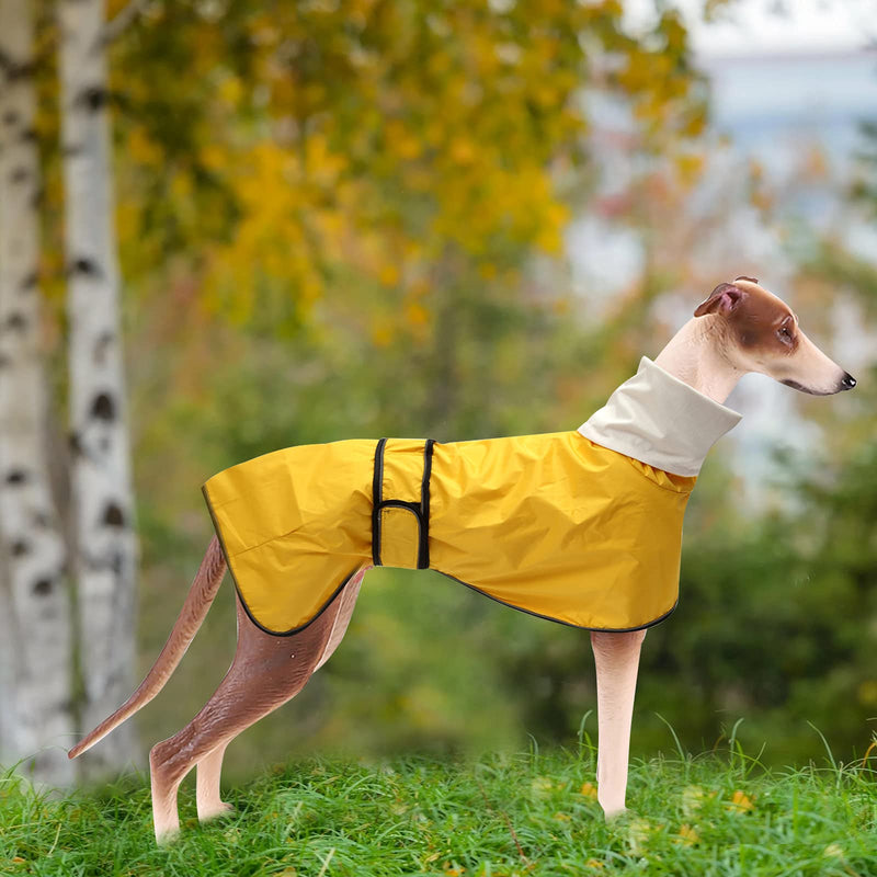 Dog Raincoat with Reflective Bar, Rain/Water Resistant, Adjustable Vest - Dog Raincoats for Greyhounds, Lurchers and Whippets 0608 XX-Large (Back: 28") Yellow - BeesActive Australia