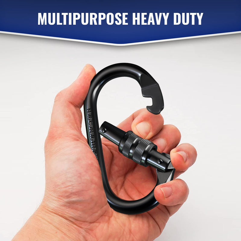 XTEK Climbing Carabiner Clip – UIAA Certified 25 kN 5620 LB, Large Heavy Duty Carabiners for Climbing: Oval-Shape, Screw Locking Steel Caribeener Clips, Hammocks, Hiking, Camping – Durable & Tested 1pc - BeesActive Australia
