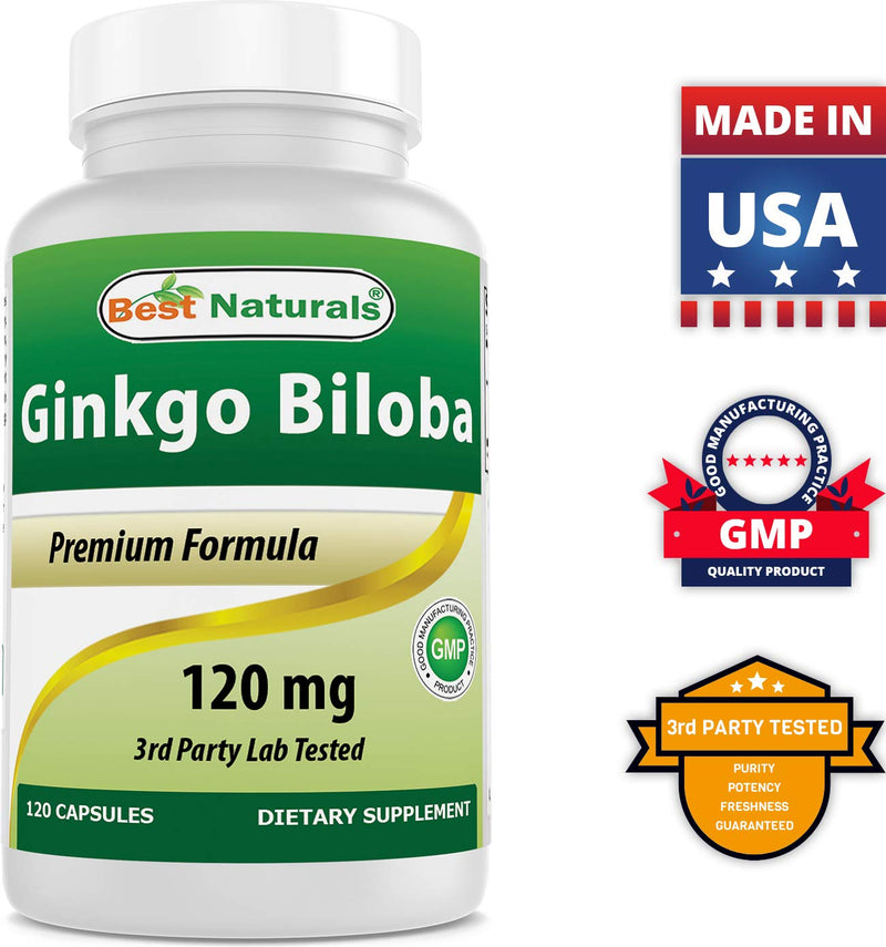 Best Naturals, Ginkgo Biloba Extract - Double Strength Ginkgo Biloba, 120mg, 120 Capsules (120 Count (Pack of 2)) - BeesActive Australia