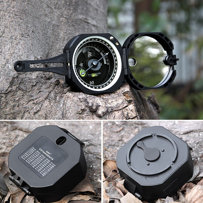 COYOUCO Multifunctional Compass for Hiking, Military Compass Survival Gear Handheld Compass with Carrying Bag, Compass Gift for Kids, Apply to Outdoor Camping and Navigation Black - BeesActive Australia