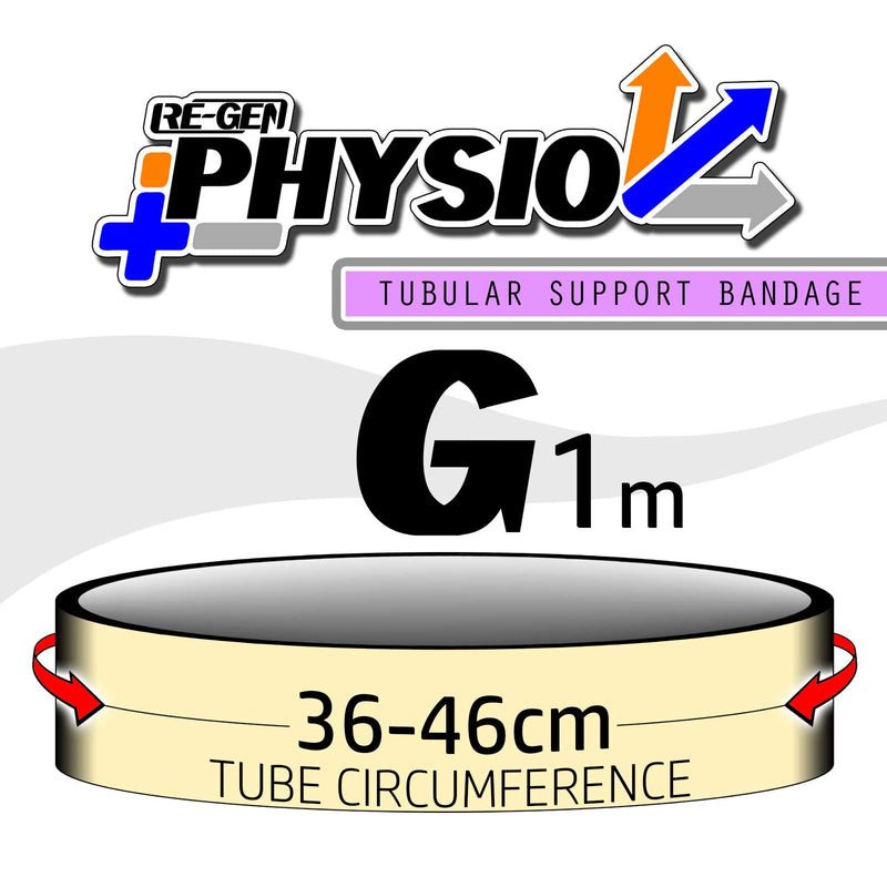 RE-GEN Tubular Compression Fit Elasticated Support Bandage Dressng - Size G (12cm) for Limb Circumference 36-46cm - 1m Length - BeesActive Australia