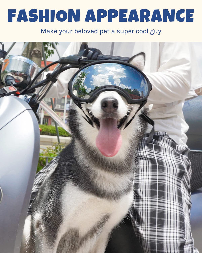 Dog Goggles Large and Medium Breed, UV Protection Windproof and Dustproof. Shatterproof Lens, Breathable Design, Dog Sunglasses Black - BeesActive Australia