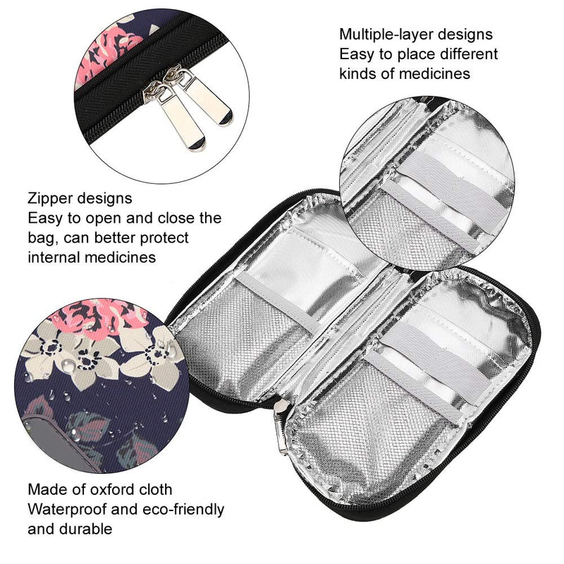 Insulin Cooler Travel Case, Portable Insulated Medication Cooler Bag for Diabetic Kit Insulin Pen Glucose Meter, 8.3 x 4.5 x 1.2in - BeesActive Australia