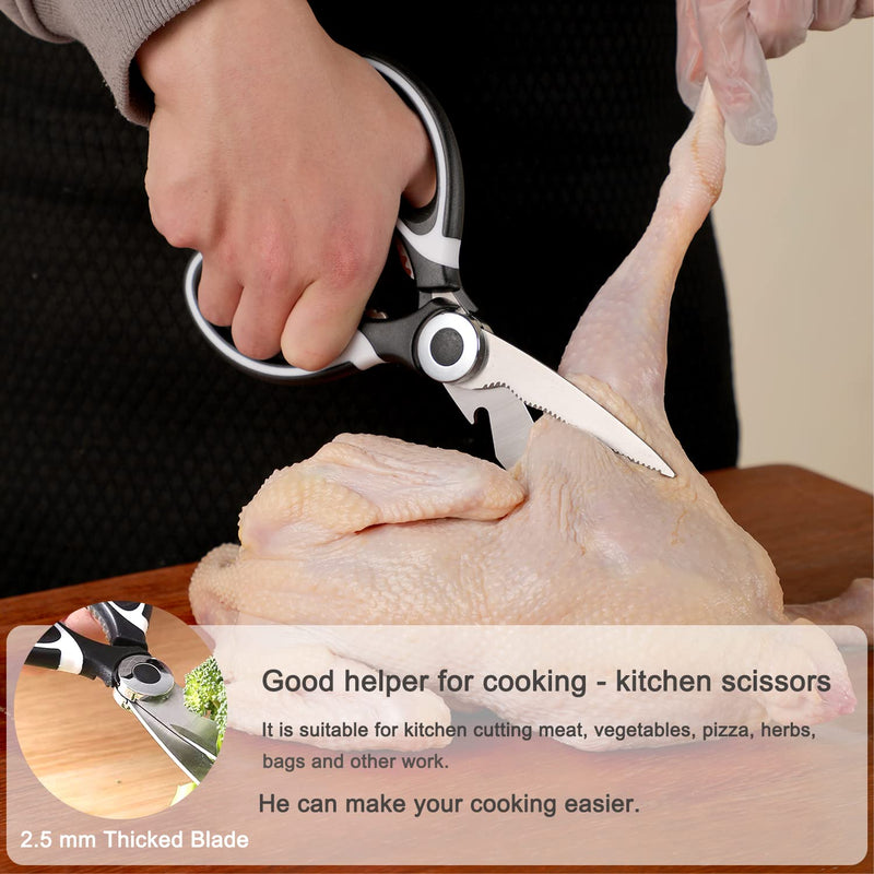 OMDAR Kitchen Scissors 3 Pack - Includes Seafood Scissors As a Bonus - Heavy Duty Stainless Steel Cooking Shears for Cutting Meat, Food, Fish, Poultry Multipurpose Sharp Sissors for Dishwasher Safe Kitchen Scissor - BeesActive Australia
