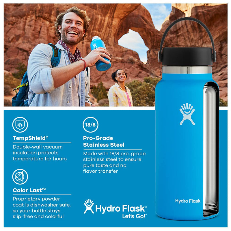 Hydro Flask Wide Mouth Flex Cap Bottle - Stainless Steel Reusable Water Bottle - Vacuum Insulated 20 Oz Alpine - BeesActive Australia