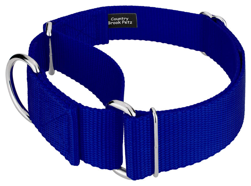 Country Brook Petz - Vibrant 15 Color Selection - 1 1/2 Inch Martingale Heavyduty Nylon Dog Collar Large (Pack of 1) Royal Blue - BeesActive Australia