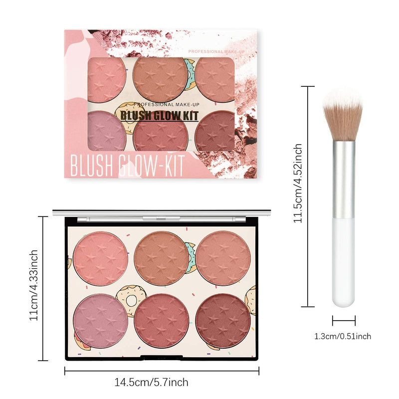 Ownest 6 Colors Face Blush Palette,Light Luxury Blush Palette Matte Blush Powder Bright Shimmer Face Blush,Contour and Highlight Blush Palette(with A Blush Brush)-Set A - BeesActive Australia