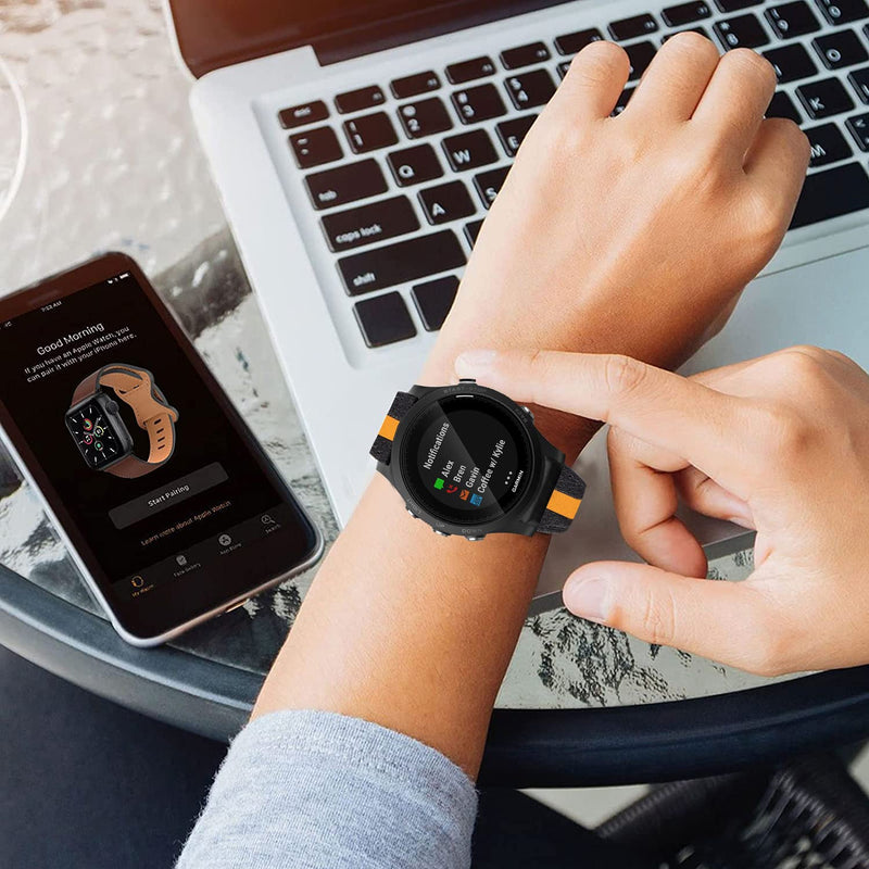 Hepsun Compatible with Garmin Fenix 5X/Fenix 5X Plus/Fenix 6X/Fenix 6X Pro/Fenix 3/Fenix 3 HR/Tactix/Descent MK1/D2 Delta PX/D2 Charlie 26mm Quick Release Watch Bands Genuine Leather Slim Thin Dressy Elegant Watch Straps (Black) Black - BeesActive Australia