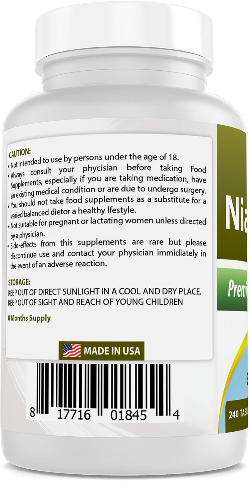Best Naturals Niacinamide 500mg 240 Tablets (Suitable for Vegetarian) - Non-Flushing Form of Niacin (Vitamin B3)… (240 Count (Pack of 1)) - BeesActive Australia