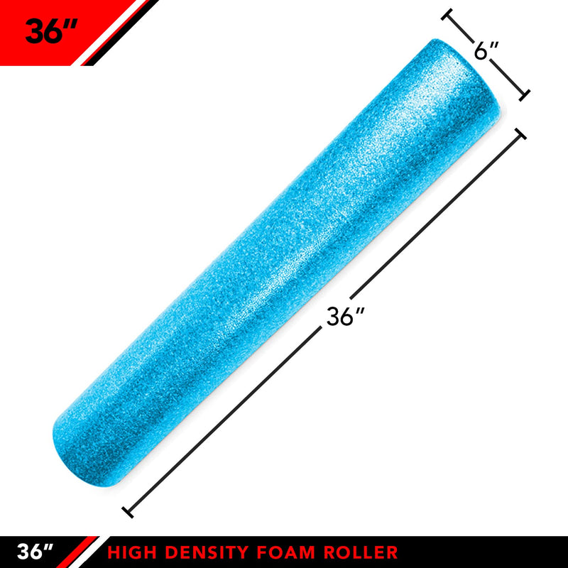 JFIT High Density Muscle Foam Roller - 12", 18", 24", 36" - Massage Rollers for Stretching, Deep Tissue and Myofascial Release 36-Inch Solid Blue - BeesActive Australia