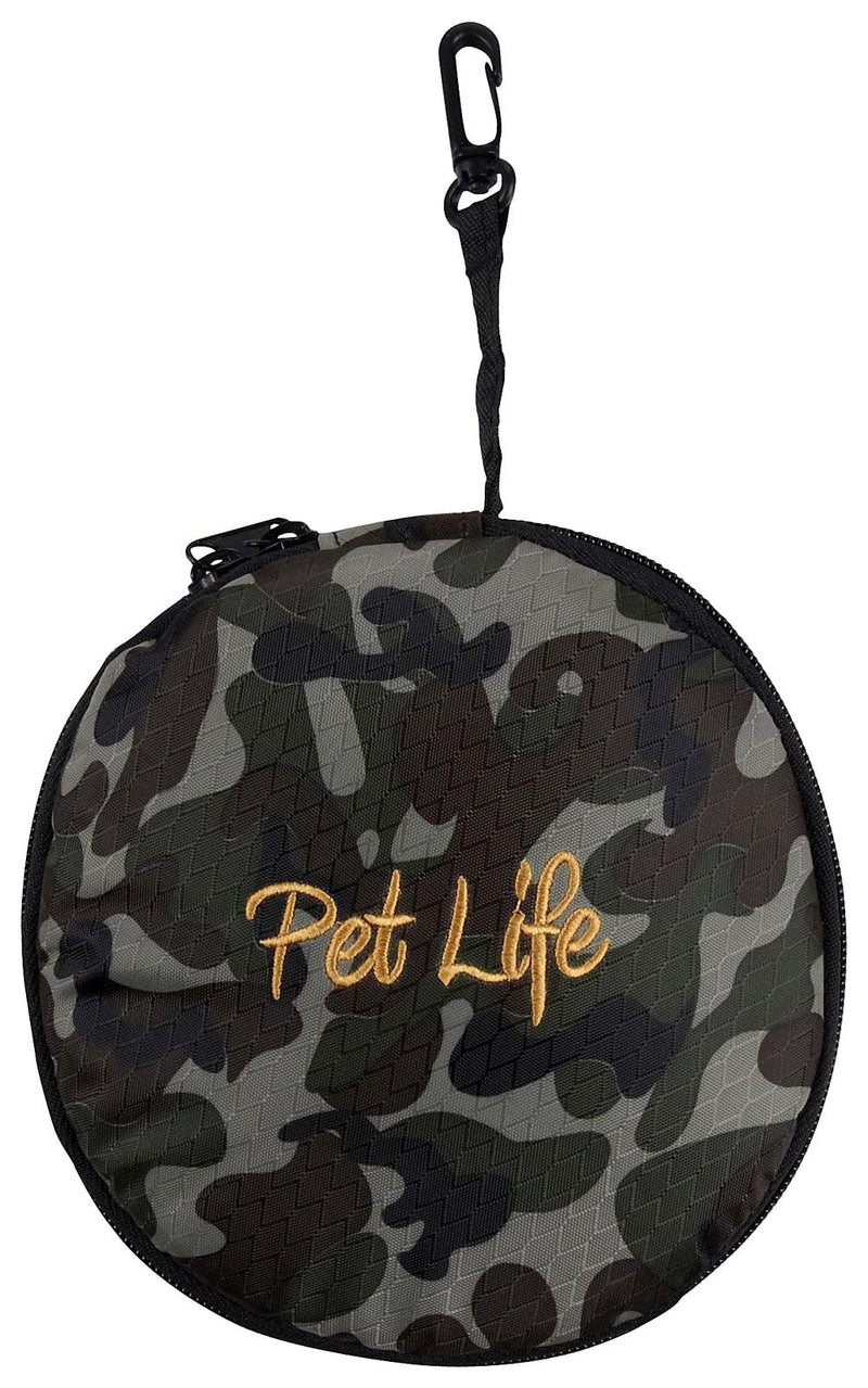 PET LIFE 'Dual Folding' Waterproof Food and Water Collapsible Folding Travel Pet Cat Dog Bowl Feeder Waterer Fountain Camouflage One Size - BeesActive Australia