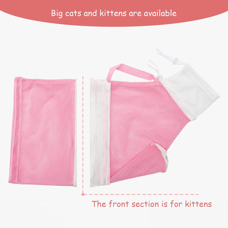 EOMTUR 2Pcs Cat Bathing Bag Cat Shower Bag Cat Washing Bag Cat Bathing Restraint Cat Grooming Bag Cat Restraint Bag Adjustable Cat Bag for Bathing (Gray & Pink) - BeesActive Australia