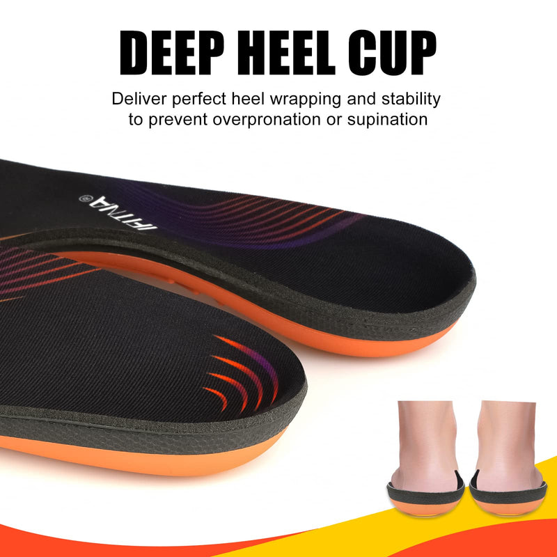 Full Length Arch Support Shock Absorption Orthotic Insole,Insert for Flat Feet,Plantar Fasciitis,Relieve Foot Soreness Unisex,Suitable Athletic,Work Shoes(Size:UK-5,Length:9.44",Black) UK-5-24CM--9.44" Black - BeesActive Australia