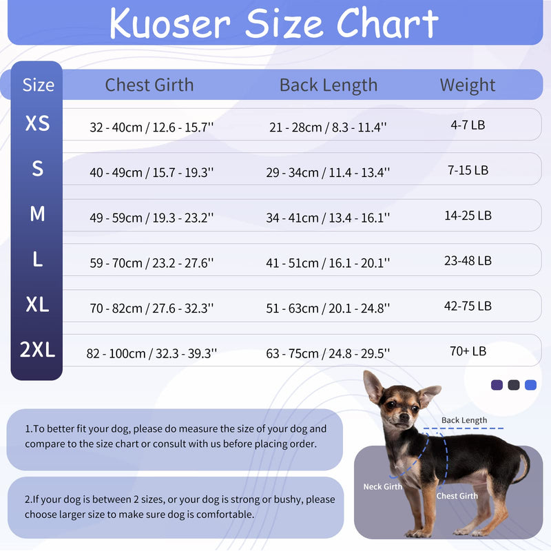 Kuoser Recovery Suit for Dogs Cats After Surgery, Pet Recovery Onesie Calming Shirt Dog Abdominal Wounds Bandages, Anti-Licking Pet Surgical Snugly Suit, Substitute E-Collar & Cone Medium (Back: 13.4" - 16.1"; Weight: 14 - 25LB) Blue - BeesActive Australia