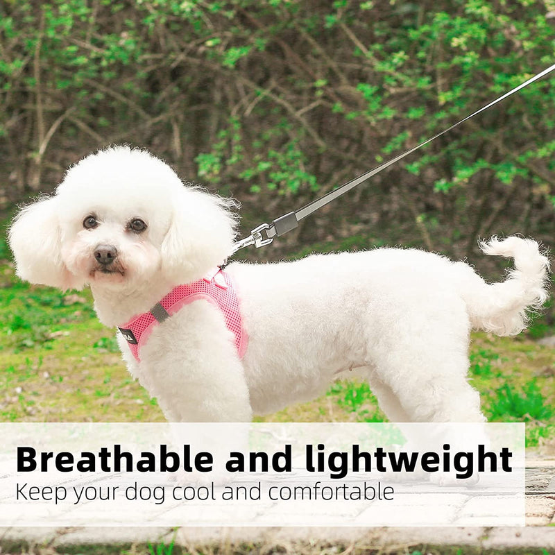 PINA Dog Harness for Small Medium Dogs No Pull, Dog Harness and Leash Set, No Choke Breathable Mesh Dog Vest Harness, Lightweight Adjustable Small Medium Dog Harness - Easy to Put On and Take Off S(Neck:10-13" ; Chest:14-17") Pink - BeesActive Australia