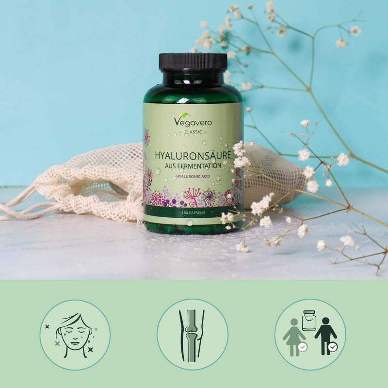 Hyaluronic Acid Vegavero® | 600mg with 800-1500 kDa | q80 Vegan Capsules | NO Additives - BeesActive Australia