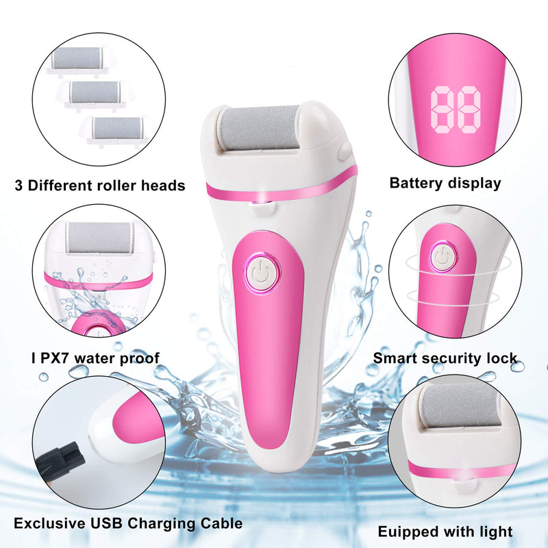 Electric Foot Callus Remover Kit, Rechargeable Dead Foot Skin Remover, 13 in 1 Pedicure Tools kit for Man and Women, with 3 Roller Heads 2 Speed, Battery Display Electric Foot Callus Remover - BeesActive Australia
