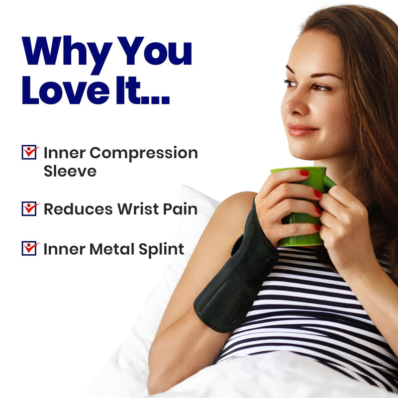 Wrist Brace For Carpal Tunnel Right Hand | Night Wrist Support | Wrist Splint & Hand Brace | Carpal Tunnel Syndrome & Wrist Tendonitis Pain Relief with Forearm Compression | For Men & Women (RIGHT) - BeesActive Australia