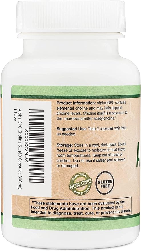 Double Wood Supplements Alpha GPC Choline Supplement, Made in the USA (60 Capsules 300mg) - BeesActive Australia