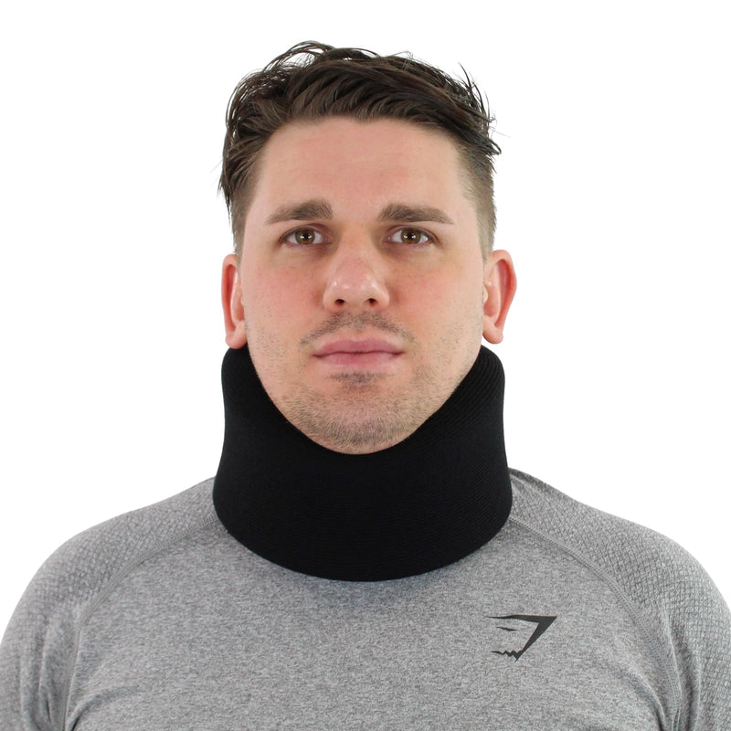 Solace Bracing Perfect Fit Neck Support (2 Colours/15 Sizes) - British Made & NHS Supplied Cervical Neck Collar Brace for Stabilising Day & Night - No.1 for Pain & Pressure Relief - Black - 17" x 3" 17" x 3" - BeesActive Australia