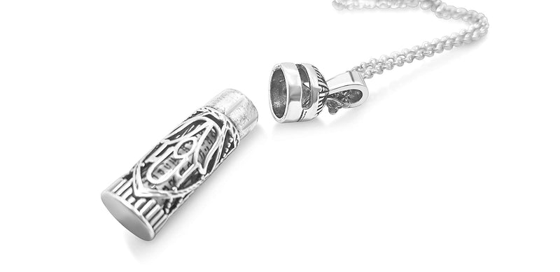 Alef Bet by Paula Mezuzah Necklace Sterling Silver Men and Women Open Hamsa - BeesActive Australia