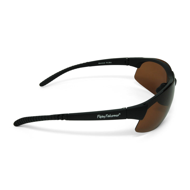Flying Fisherman Maverick Polarized Sunglasses with AcuTint UV Blocker for Fishing and Outdoor Sports Matte Black Frames/Amber Lenses - BeesActive Australia